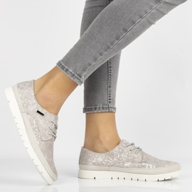 Sapatos de couro Filippo DP1383 / 20 Gr cinza bege rosa 1