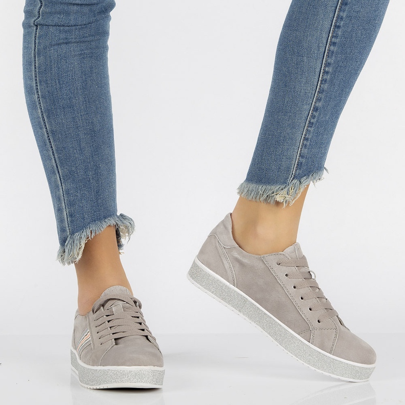 Sapatos de couro Filippo DP1258 / 20 Gr cinza castanho 1