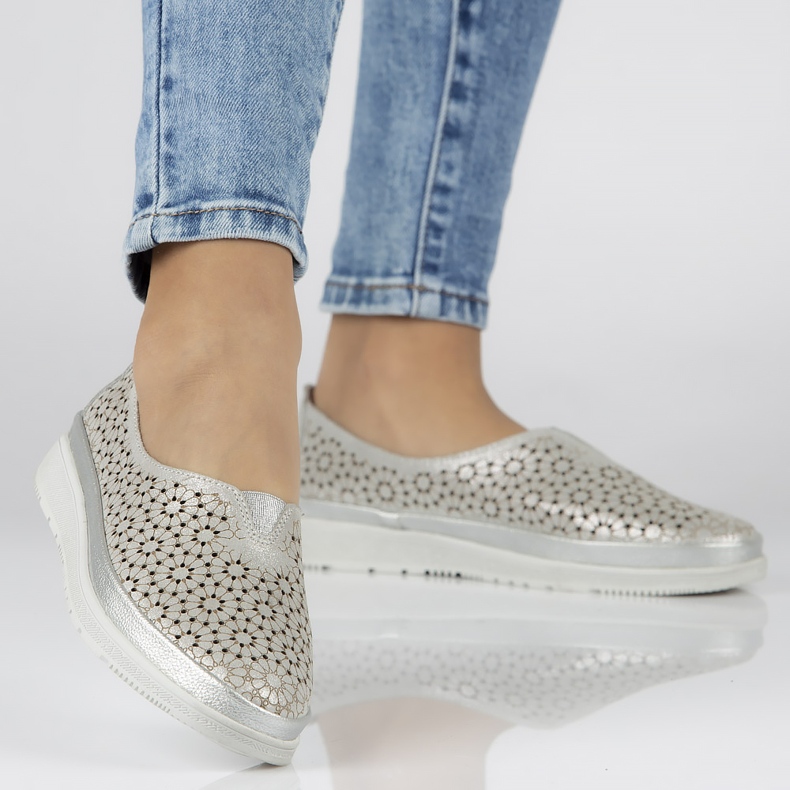 Sapatos Filippo DP1400 / 20 Si Silver cáqui prata cinza verde 1