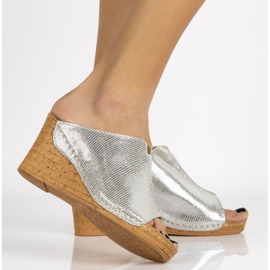 Chinelos de couro Filippo DK786 / 20 Si prata 1