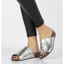 Chinelos de couro Filippo DK1270 / 20 Si prata 1