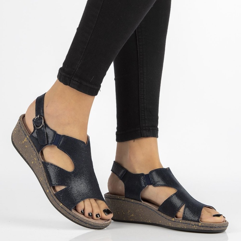 Sandálias de couro Filippo DS097 / 18 Nv azul marinho azul-marinho 2