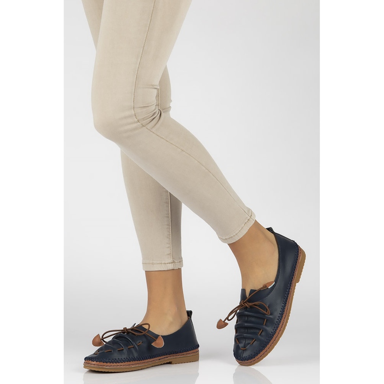 Sapatos de couro Filippo DP2058 / 21 Nv azul marinho 1