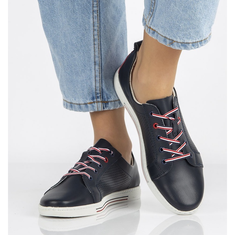 Sapatos de couro Filippo DP008 / 21 Nv azul marinho 2