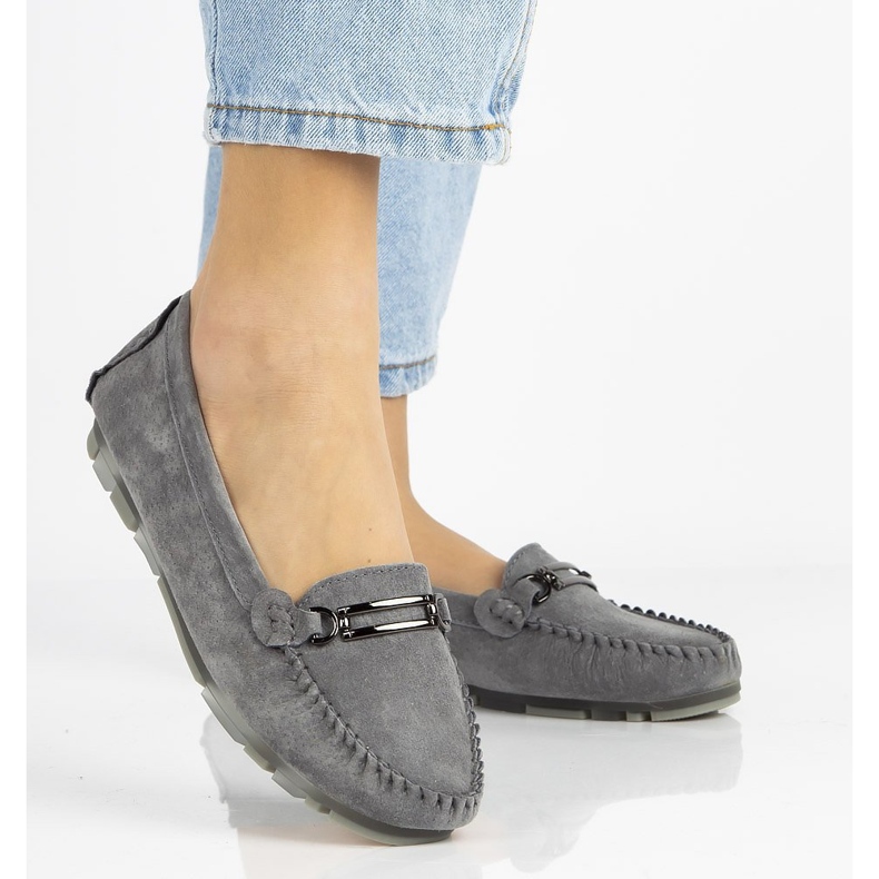 Mocassim de couro Filippo DP1202 / 21 Gr cinza 2