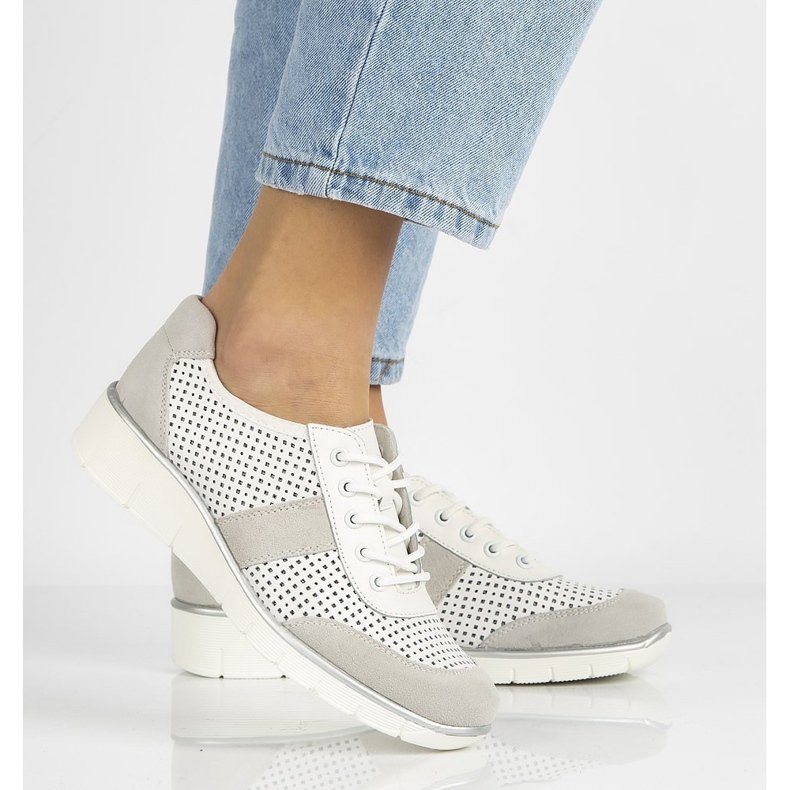 Sapatos de couro Filippo DP028 / 21 Wh branco atado 2