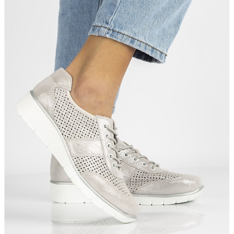 Sapatos de couro Filippo DP028 / 21 Si prata atado 2