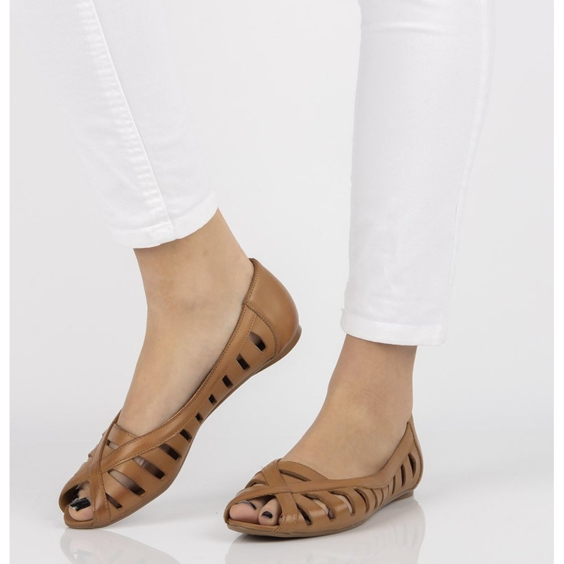 Bailarinas de couro Filippo 04506 marrom castanho 1