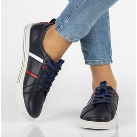 Sapatos de couro Filippo DP2045 / 21 Nv azul marinho 1