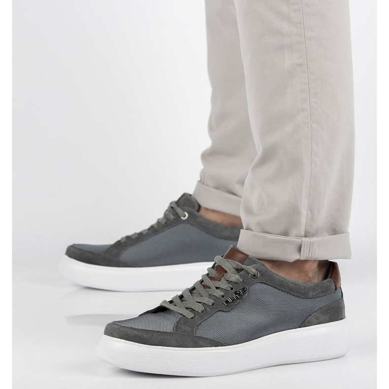 Sapatos de couro Filippo MP2398 / 21 Gr cinza 2