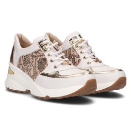 Tênis de couro Filippo 087 ouro branco dourado 1