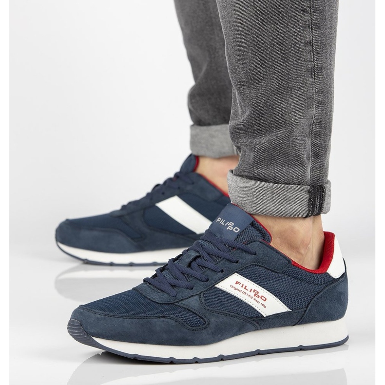 Sapatos de couro Filippo MSP2117 / 21 Nv azul marinho 1