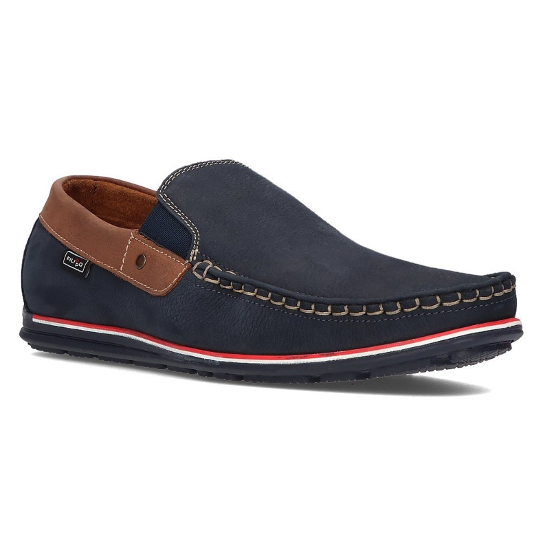 Mocassim de couro Filippo G-1522K azul marinho 1