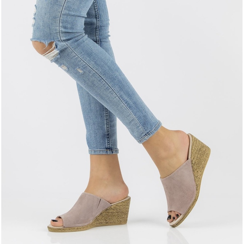 Chinelos de couro Filippo DK2143 / 21 Sd bege-urze multicolorido rosa 1