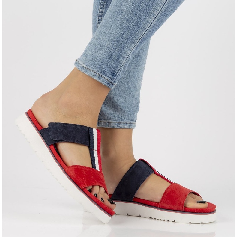 Chinelos de couro Filippo DK2170 / 21 Rd Nv vermelho azul marinho 1