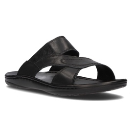 Chinelos de couro masculino Filippo MK2304 / 21 Bk preto 1