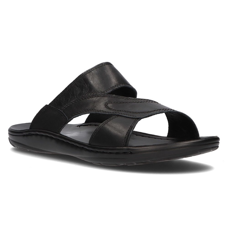 Chinelos de couro masculino Filippo MK2304 / 21 Bk preto 1