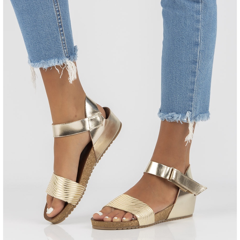 Sandálias de couro Filippo 40143 ouro dourado 2