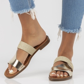 Chinelos de couro Filippo 40 260 ouro dourado 1