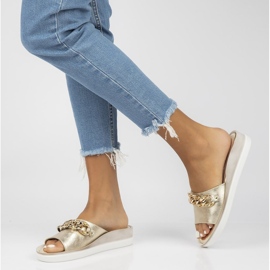 Chinelos de couro Filippo 105 ouro dourado 2