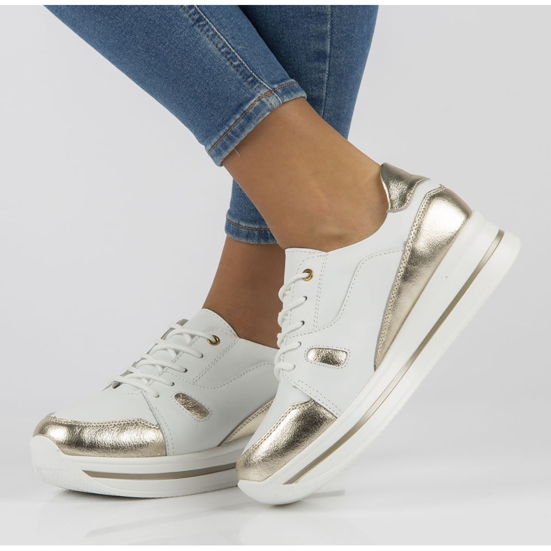 Tênis de couro Filippo DP3407 / 21 Wh branco dourado 1