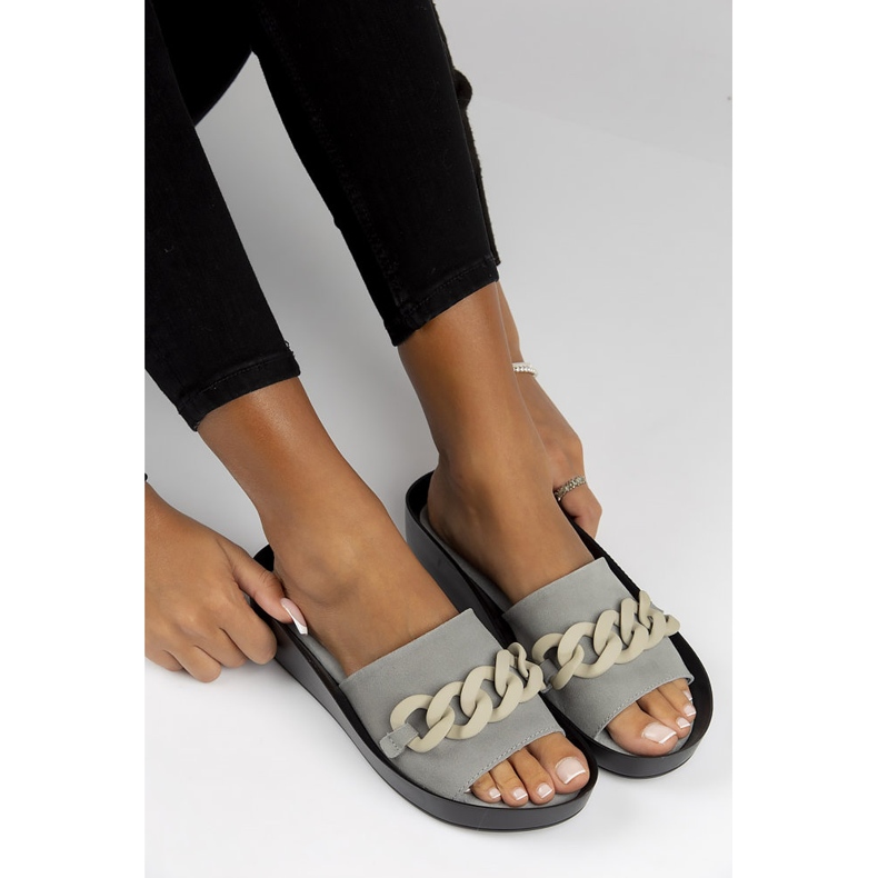 Chinelos de couro Filippo DK3593 / 22 Gr cinza 2