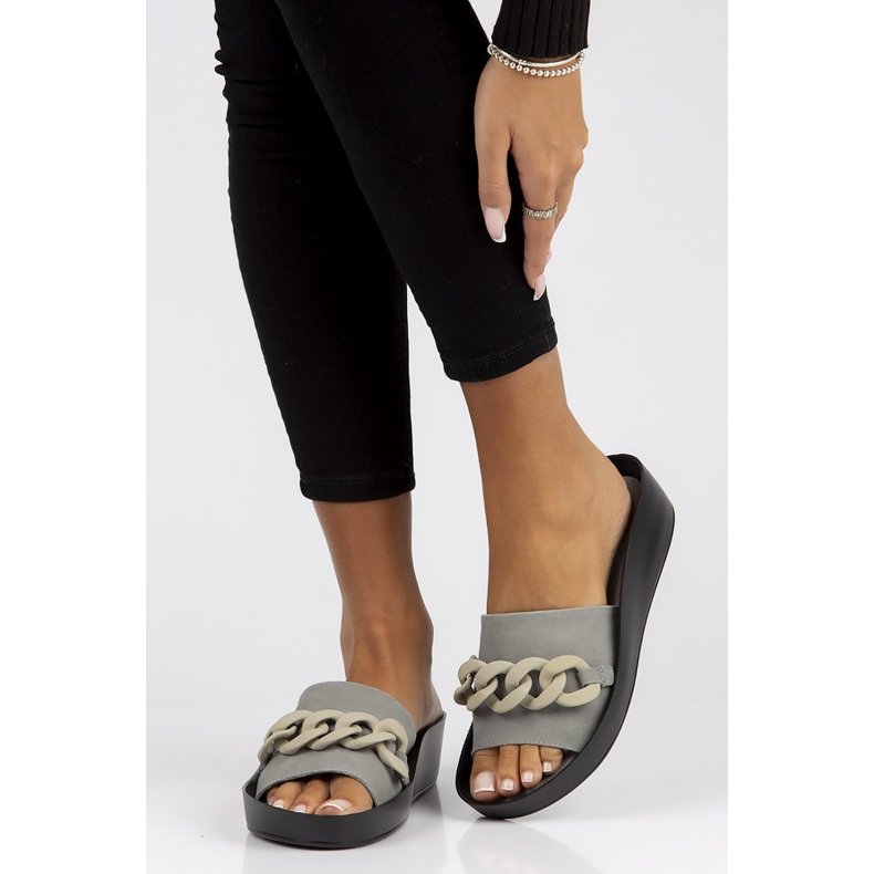 Chinelos de couro Filippo DK3593 / 22 Gr cinza 1