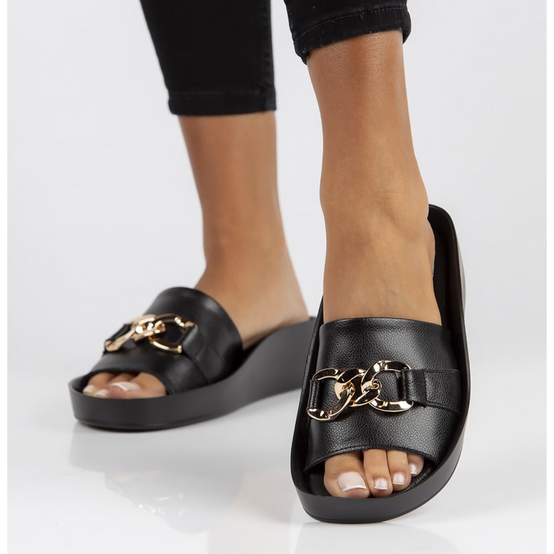 Chinelos de couro Filippo DK3590 / 22 Bk preto 2