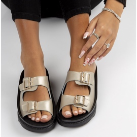 Chinelos de couro Filippo DK3599 / 22 Go golden dourado 2