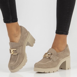 Sapatos de couro Filippo 20097 Taupe cinza 1