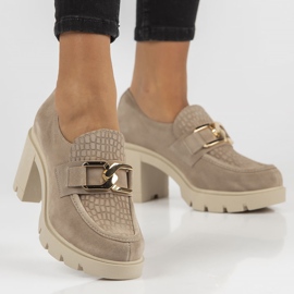 Sapatos de couro Filippo 20097 Taupe cinza 2