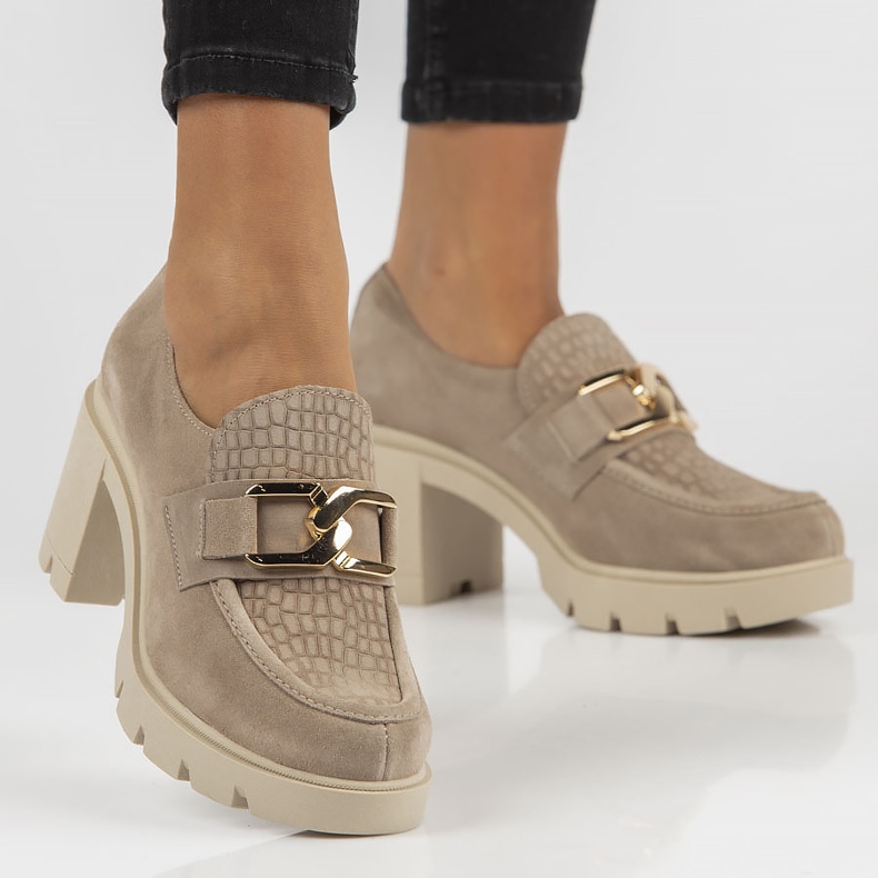 Sapatos de couro Filippo 20097 Taupe cinza 2