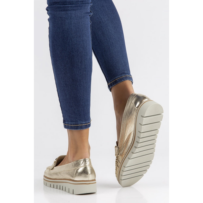 Mocassim de couro Filippo 10134 ouro dourado 2