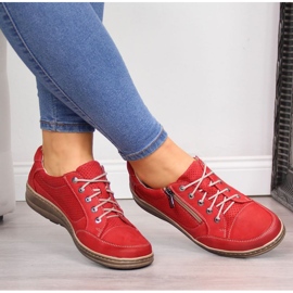 Sapatos de couro com zíper Helios W H357A vermelho 2