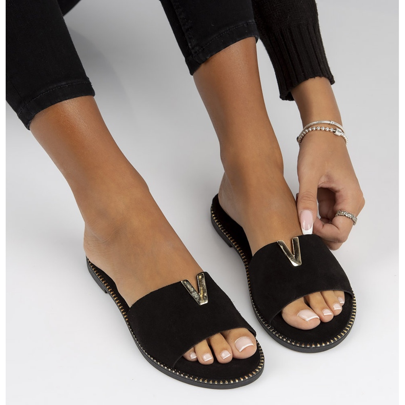 Chinelos de couro Filippo LH-200 preto 1