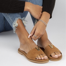 Chinelos de couro Filippo LH-200 Camel castanho 2