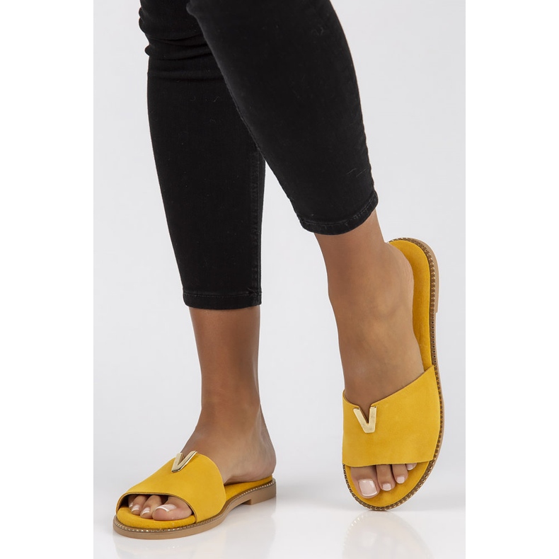 Chinelos de couro Filippo LH-200 amarelo 1