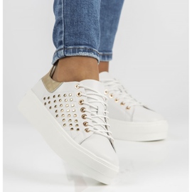 Sapatos de couro FILIPPO DP3531 / 22 Wh branco dourado 1