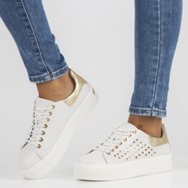 Sapatos de couro FILIPPO DP3531 / 22 Wh branco dourado 2