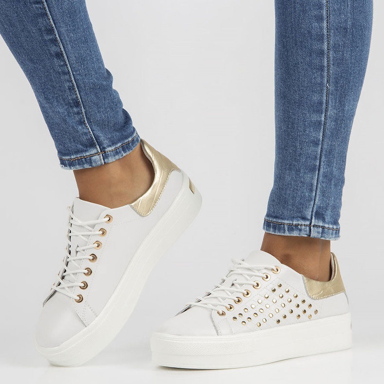 Sapatos de couro FILIPPO DP3531 / 22 Wh branco dourado 2