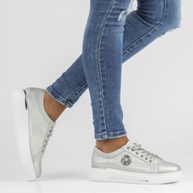 Sapatos de couro FILIPPO DP3506 / 22 Si prata 2