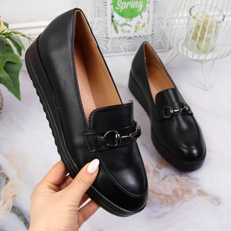 Mocassins de cunha Potocki W WOL62 preto 1