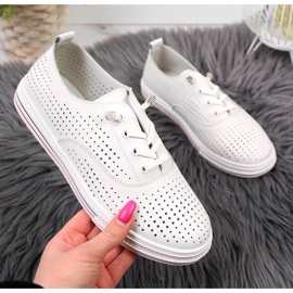 Sapatos vazados de couro Vinceza W JAN85 branco 1