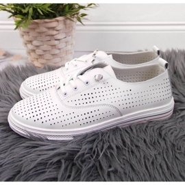 Sapatos vazados de couro Vinceza W JAN85 branco 2