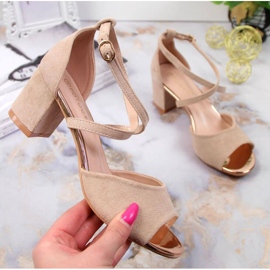 Sandálias no poste Potocki W WOL67B bege 1