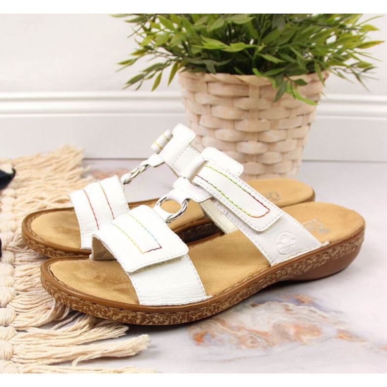 Velcro couro Rieker W RKR511 branco 2