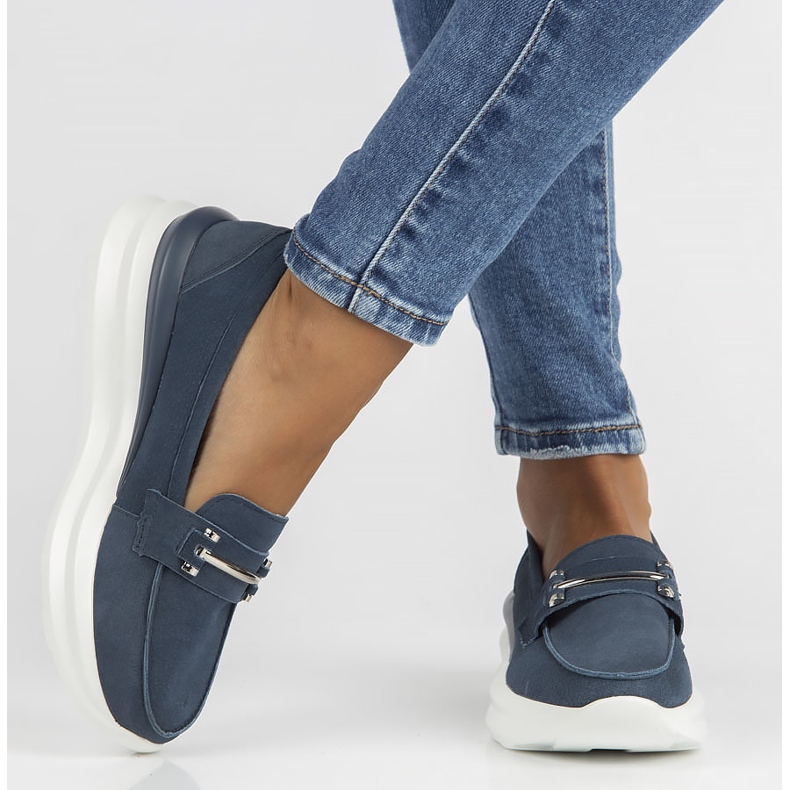 Sapatos de couro Filippo DP3504 / 22 Nv azul marinho 2