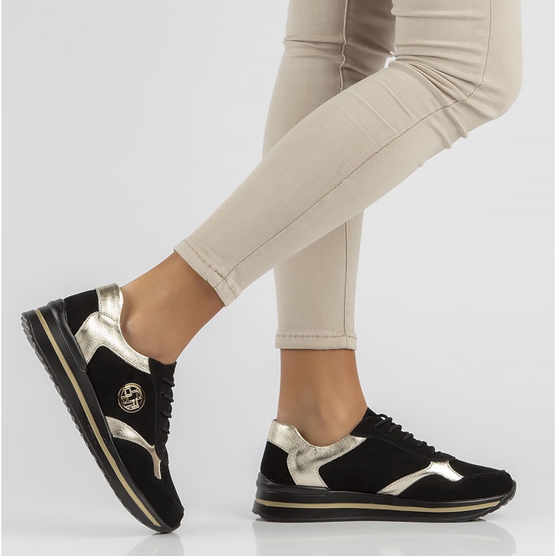 Tênis de couro Filippo DP3544 / 22 Bk preto dourado 1