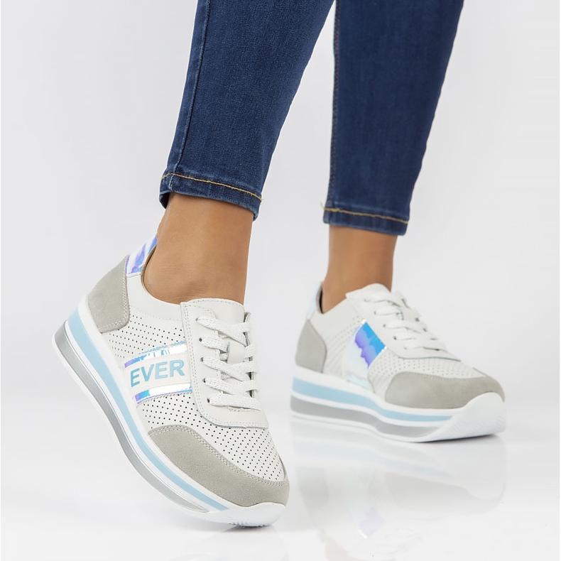 Tênis de couro Filippo DP1414 / 22 Bl azul branco cinza 1