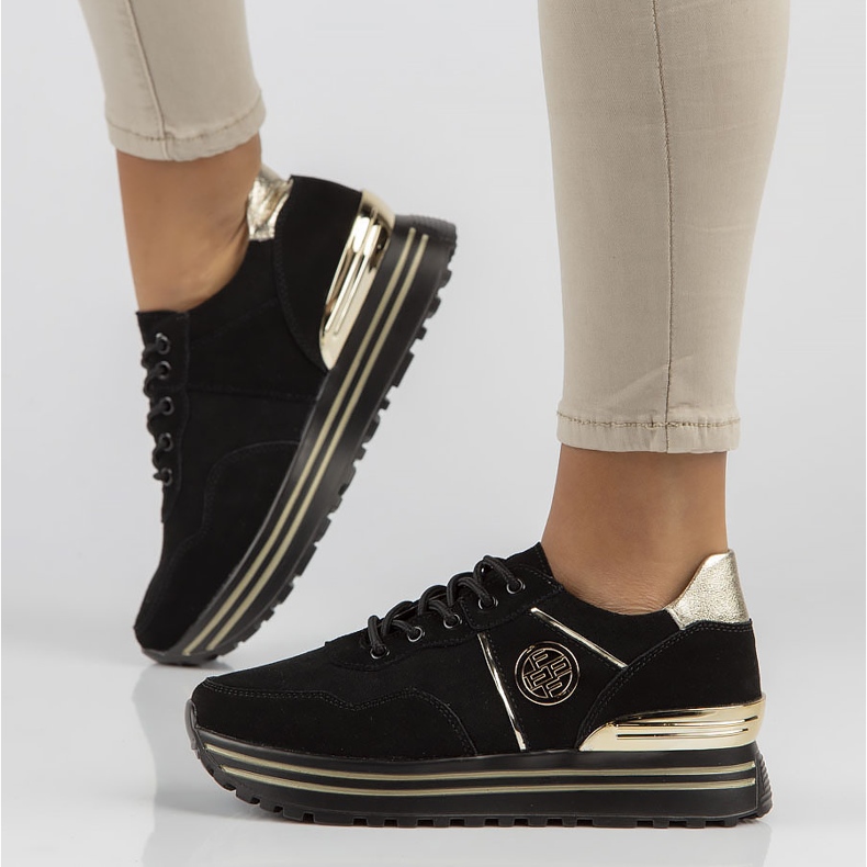 Tênis de couro Filippo DP3538 / 22 Bk Go preto 1